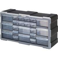 Quantum Storage System PDC-22BK Drawer Cabinet, Plastic, 22 Drawers, 19-1/2" x 6-1/4" x 10", Black