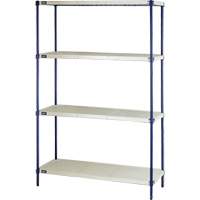 Quantum Storage System RPWR72-2448E Wire Shelving Unit with Plastic Shelves, Wire Frame with Plastic Shelves, Boltless, 600 lbs. Capacity, 48" W x 72" H x 24" D