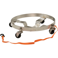 Multi-Tier Drum Dollies, Stainless Steel, 900 lbs. Capacity, 23-1/2" Diameter, Rubber Casters  DC415 | TENAQUIP