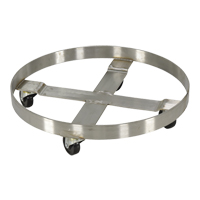 Vestil DRUM-SS-55-H Drum Dollies, Stainless Steel, 800 lbs. Capacity, 23-1/4" Diameter, Rubber Casters