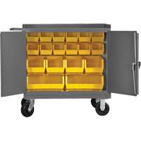 Mobile Bench Cabinet with Bins, Steel Surface  FI855 | TENAQUIP