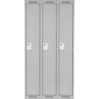 Anthony Steel Mfg. CL-S-3-12X18X72_A124 Clean Line Lockers, Bank of 3, 36" x 18" x 72", Steel, Grey, Rivet (Assembled)