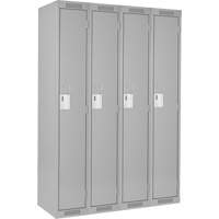 Anthony Steel Mfg. CL-S-4-12X18X72_A124 Clean Line Lockers, Bank of 4, 48" x 18" x 72", Steel, Grey, Rivet (Assembled)