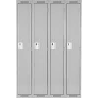 Anthony Steel Mfg. CL-S-4-12X18X72_A124 Clean Line Lockers, Bank of 4, 48" x 18" x 72", Steel, Grey, Rivet (Assembled)
