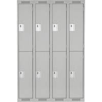 Anthony Steel Mfg. CL-D-4-12X18X72_A124 Clean Line Lockers, 2 -tier, Bank of 4, 48" x 18" x 72", Steel, Grey, Rivet (Assembled)