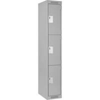 Anthony Steel Mfg. CL-T-1-15X15X72-A124 Clean Line Lockers, 3 -tier, 15" x 15" x 72", Steel, Grey, Rivet (Assembled)