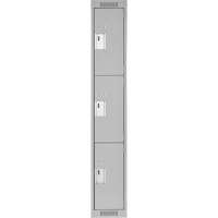 Anthony Steel Mfg. CL-T-1-15X15X72-A124 Clean Line Lockers, 3 -tier, 15" x 15" x 72", Steel, Grey, Rivet (Assembled)