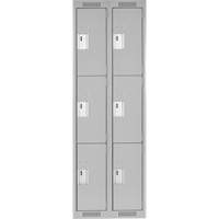 Anthony Steel Mfg. CL-T-2-12X18X72_A124 Clean Line Lockers, 3 -tier, Bank of 2, 24" x 18" x 72", Steel, Grey, Rivet (Assembled)