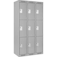 Anthony Steel Mfg. CL-T-3-12X18X72_A124 Clean Line Lockers, 3 -tier, Bank of 3, 36" x 18" x 72", Steel, Grey, Rivet (Assembled)