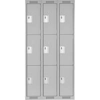 Anthony Steel Mfg. CL-T-3-12X18X72_A124 Clean Line Lockers, 3 -tier, Bank of 3, 36" x 18" x 72", Steel, Grey, Rivet (Assembled)