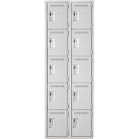 Anthony Steel Mfg. CL-5T-2-12X15X72_A124 Assembled Clean Line Personal Effects Lockers, 5 -tier, Bank of 2, 15" x 72" x 24", Steel