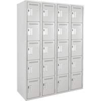 Anthony Steel Mfg. CL-5T-4-12X12X72_A124 Assembled Clean Line Personal Effects Lockers, 5 -tier, Bank of 4, 12" x 72" x 48", Steel