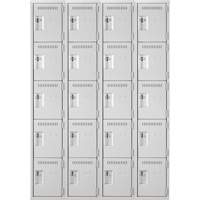 Anthony Steel Mfg. CL-5T-4-12X12X72_A124 Assembled Clean Line Personal Effects Lockers, 5 -tier, Bank of 4, 12" x 72" x 48", Steel