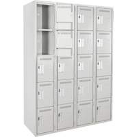 Anthony Steel Mfg. CL-5T-4-12X12X72_A124 Assembled Clean Line Personal Effects Lockers, 5 -tier, Bank of 4, 12" x 72" x 48", Steel