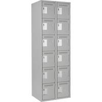 Anthony Steel Mfg. CL-L-2-12X18X72_A124 Petits casiers Clean Line, 6 niveaux, Bloc de 2, 24" x 18" x 72", Acier, Gris, Rivet (assembl&eacute;)