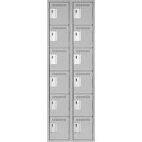 Clean Line™ Lockerettes, 6 -tier, Bank of 2, 24" x 18" x 72", Steel, Grey, Rivet (Assembled) FJ172 | TENAQUIP