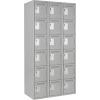 Clean Line™ Lockerettes, 6 -tier, Bank of 3, 36" x 18" x 72", Steel, Grey, Rivet (Assembled) FJ173 | TENAQUIP