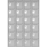 Clean Line™ Lockerettes, 6 -tier, Bank of 4, 48" x 18" x 72", Steel, Grey, Rivet (Assembled) FJ174 | TENAQUIP