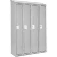 Clean Line™ Lockers, Bank of 4, 48" x 18" x 78", Steel, Grey, Rivet (Assembled) FJ179 | TENAQUIP
