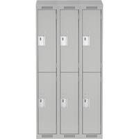Clean Line™ Lockers, 2 -tier, Bank of 3, 36" x 18" x 78", Steel, Grey, Rivet (Assembled) FJ182 | TENAQUIP