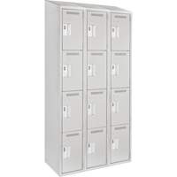 Anthony Steel Mfg. CL-Q-3-12X15X72-ST_A124 Clean Line Lockers, 4 -tier, Bank of 3, 36" x 15" x 78", Steel, Grey, Rivet (Assembled)