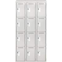 Anthony Steel Mfg. CL-Q-3-12X15X72-ST_A124 Clean Line Lockers, 4 -tier, Bank of 3, 36" x 15" x 78", Steel, Grey, Rivet (Assembled)
