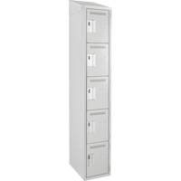 Anthony Steel Mfg. CL-5T-1-121272-ST_A124 Assembled Clean Line Personal Effects Lockers, 5 -tier, 12" x 78" x 12", Steel