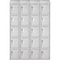 Anthony Steel Mfg. CL-5T-4-121572-ST_A124 Casiers &agrave; effets personnels et assembl&eacute;s Clean Line, 5 niveaux, Bloc de 4, 15" x 78" x 48", Acier