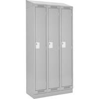 Anthony Steel Mfg. CL-S3-15X18X72RBST_A124 Clean Line Lockers, Bank of 3, 45" x 18" x 82", Steel, Grey, Rivet (Assembled)