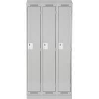 Anthony Steel Mfg. CL-S3-15X18X72RBST_A124 Clean Line Lockers, Bank of 3, 45" x 18" x 82", Steel, Grey, Rivet (Assembled)