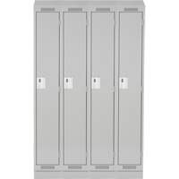 Anthony Steel Mfg. CL-S4-15X15X72RBST-A124 Clean Line Lockers, Bank of 4, 60" x 15" x 82", Steel, Grey, Rivet (Assembled)