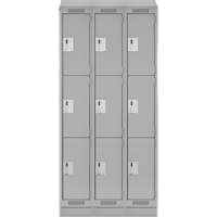 Anthony Steel Mfg. CL-T3-15X15X72RBST-A124 Clean Line Lockers, 3 -tier, Bank of 3, 45" x 15" x 82", Steel, Grey, Rivet (Assembled)