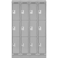 Anthony Steel Mfg. CL-T-4-121572RBST_A124 Casiers Clean Line, 3 niveaux, Bloc de 4, 48" x 15" x 82", Acier, Gris, Rivet (assembl&eacute;)