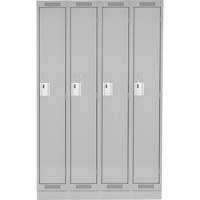Clean Line™ Lockers, Bank of 4, 48" x 18" x 76", Steel, Grey, Rivet (Assembled) FJ227 | TENAQUIP