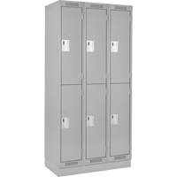 Anthony Steel Mfg. CL-D-3-12X15X72-RB_A124 Casiers Clean Line, 2 niveaux, Bloc de 3, 36" x 15" x 76", Acier, Gris, Rivet (assembl&eacute;)