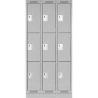 Anthony Steel Mfg. CL-T-3-15X15X72-RB-A124 Casiers Clean Line, 3 niveaux, Bloc de 3, 45" x 15" x 76", Acier, Gris, Rivet (assembl&eacute;)