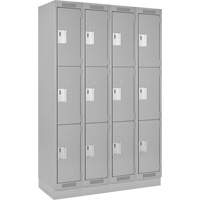 Anthony Steel Mfg. CL-T-4-15X18X72-RB_A124 Clean Line Lockers, 3 -tier, Bank of 4, 60" x 18" x 76", Steel, Grey, Rivet (Assembled)