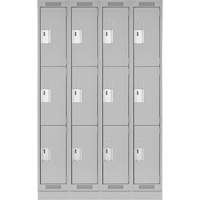 Anthony Steel Mfg. CL-T-4-15X18X72-RB_A124 Clean Line Lockers, 3 -tier, Bank of 4, 60" x 18" x 76", Steel, Grey, Rivet (Assembled)