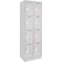 Anthony Steel Mfg. CL-Q-2-12X15X72-RB_A124 Clean Line Lockers, 4 -tier, Bank of 2, 24" x 15" x 76", Steel, Grey, Rivet (Assembled)