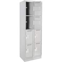 Anthony Steel Mfg. CL-Q-2-12X15X72-RB_A124 Clean Line Lockers, 4 -tier, Bank of 2, 24" x 15" x 76", Steel, Grey, Rivet (Assembled)