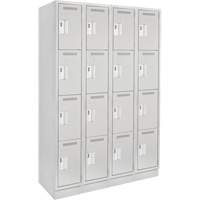 Clean Line™ Lockers, 4 -tier, Bank of 4, 48" x 12" x 76", Steel, Grey, Rivet (Assembled)  FK023 | TENAQUIP
