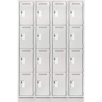 Anthony Steel Mfg. CL-Q-4-12X12X72-RB_A124 Clean Line Lockers, 4 -tier, Bank of 4, 48" x 12" x 76", Steel, Grey, Rivet (Assembled)