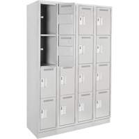 Anthony Steel Mfg. CL-Q-4-12X12X72-RB_A124 Clean Line Lockers, 4 -tier, Bank of 4, 48" x 12" x 76", Steel, Grey, Rivet (Assembled)