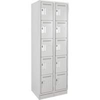 Anthony Steel Mfg. CL-5T-2-121572-RB_A124 Assembled Clean Line Personal Effects Lockers, 5 -tier, Bank of 2, 15" x 76" x 24", Steel