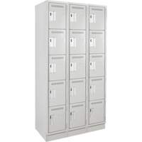 Anthony Steel Mfg. CL-5T-3-121572-RB_A124 Assembled Clean Line Personal Effects Lockers, 5 -tier, Bank of 3, 15" x 76" x 36", Steel