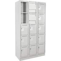 Anthony Steel Mfg. CL-5T-3-121572-RB_A124 Assembled Clean Line Personal Effects Lockers, 5 -tier, Bank of 3, 15" x 76" x 36", Steel
