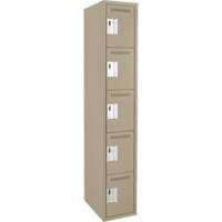 Anthony Steel Mfg. CL-5T-1-12X12X72_A123 Assembled Clean Line Personal Effects Lockers, 5 -tier, 12" x 72" x 12", Steel