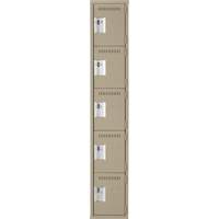 Anthony Steel Mfg. CL-5T-1-12X12X72_A123 Assembled Clean Line Personal Effects Lockers, 5 -tier, 12" x 72" x 12", Steel