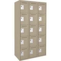 Anthony Steel Mfg. CL-5T-3-12X15X72_A123 Assembled Clean Line Personal Effects Lockers, 5 -tier, Bank of 3, 15" x 72" x 36", Steel