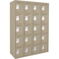 Anthony Steel Mfg. CL-5T-4-12X12X72_A123 Assembled Clean Line Personal Effects Lockers, 5 -tier, Bank of 4, 12" x 72" x 48", Steel